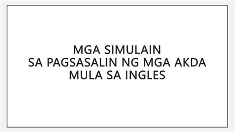 SIMULAIN (Tagalog).